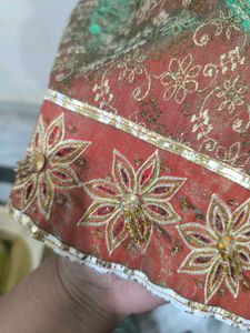 Orange to green colourshift suit patiala set