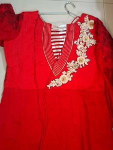 Elegant Red Embroidered Saree