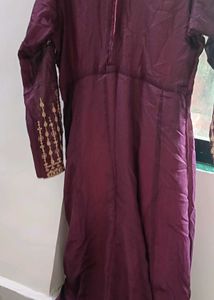Burgundy Embroidered Anarkali Dress