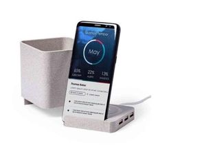 Wireless Charger, Power Bank And Pen Holder All In