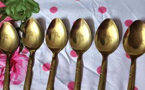 Set of Six Golden Spoons