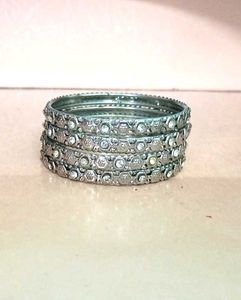 Silver Sparkly Bangle Set