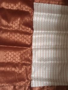 Cream Silk Saree With Marron Border