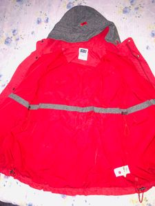 Levi&#39;s Red &amp; Grey Hooded Jacket