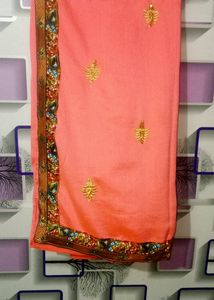 Pink Saree With Embroidery Work