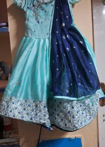 small girl  sky blue  stylish frock