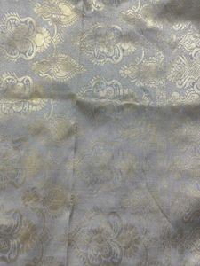 Gray Silk Blend Saree with Gold Accents