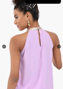 Lavender Halter Top with Gold Sequin Collar