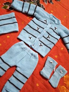 Handmade Baby Blue Knit Outfit