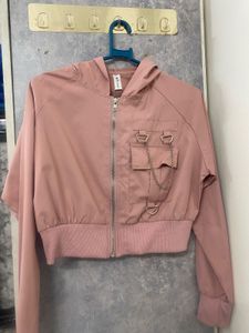Pink Cropped Utility Jacket