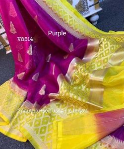 Banarasi Organza Golden Zari Saree Handloom