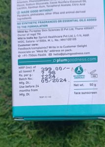 Plum Cica &amp; Hyaluronic Acid Aqua Light Sunscreen