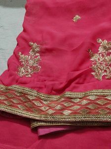 Peach Colour Saree Without Blouse
