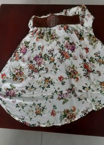 Pretty floral print uneven length dress for women