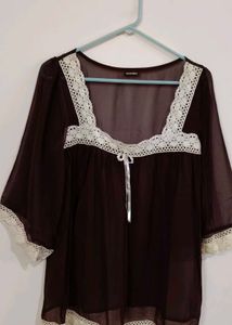 Vintage Topshop Sheer Lace Top
