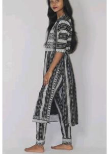 Elegant Black Printed Kurta Set
