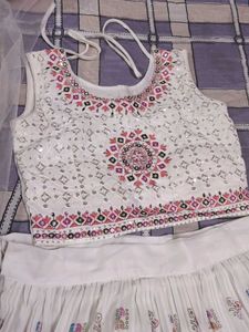 Elegant White Embroidered Lehenga Choli