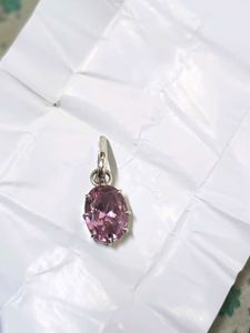 Original Pink Sapphire With Silver Pendant