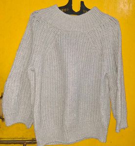 Cozy Grey Knit Pullover Sweater