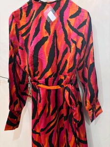 Red Printed Wrap Around Dress 🍓🍓