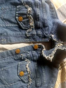 Denim Jacket with Frayed Details