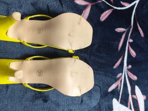 Yellow Stalk Heeled Sandals