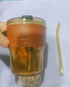 💥New Glass Tumbler Mug with Lid &amp; Staw💥