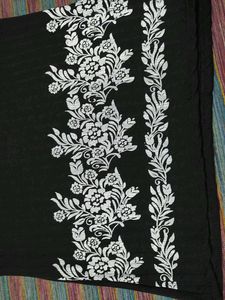 Black Tshirt With White Floral Work