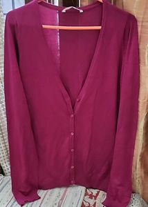 Elegant Cherry Color Cardigan