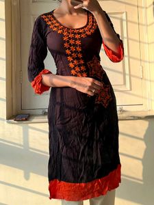Embroidered Black Kurta
