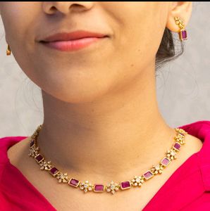 Avon Brand New Branded Ruby Necklace Set
