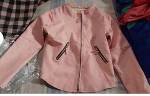 Pink Faux Leather Moto Jacket