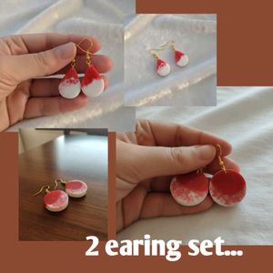 Cute Red & White Drop Earrings