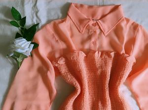 Korean 2 Piece Peach Shirt  (M)