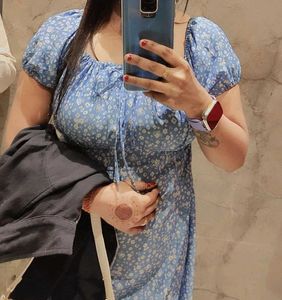 Blue Floral Midi Dress