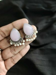 Pink Stone Drop Earrings