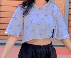 Palm Tree Print Crop Top