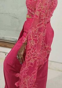 Pink Colour Dhoti With Heavy Sequence Work Blouse