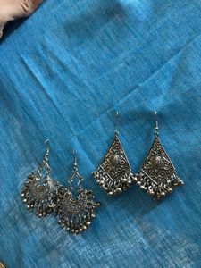 Ethnic Silver Earrings Set Of 2✨✨💖