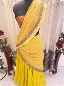 Yellow ready to wear saree