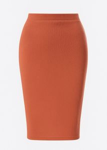 Chic Rust Ribbed Skirt
