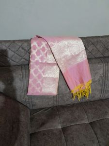 Pink Dupatta With Golden Embroidery