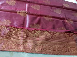 Border Less Soft Copper Zari Silk Saree