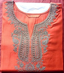 Beautiful Embroidery Orange Kurta Set