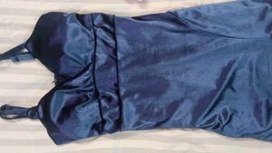 Elegant Navy Blue Maxi Dress with slit at the leg