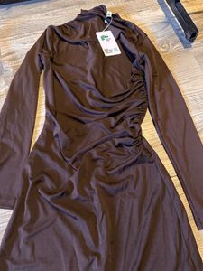 Elegant Brown Bodycon Midi Dress