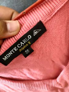 Pink Solid Color Monte Carlo Sweater
