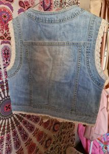 Denim Vest With Lace