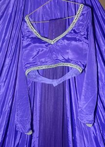 Purple Silk Lahanga Choli With Dupatta Set