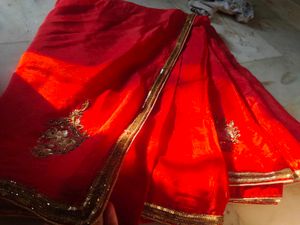 hand work Elegant Red Saree
